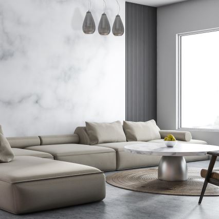 Ljuskrona med snöre PETRA 3xE27/60W/230V grå