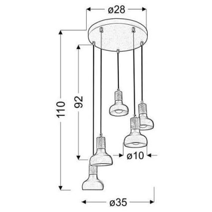 Ljuskrona med snöre PUERTO 5xE14/40W/230V