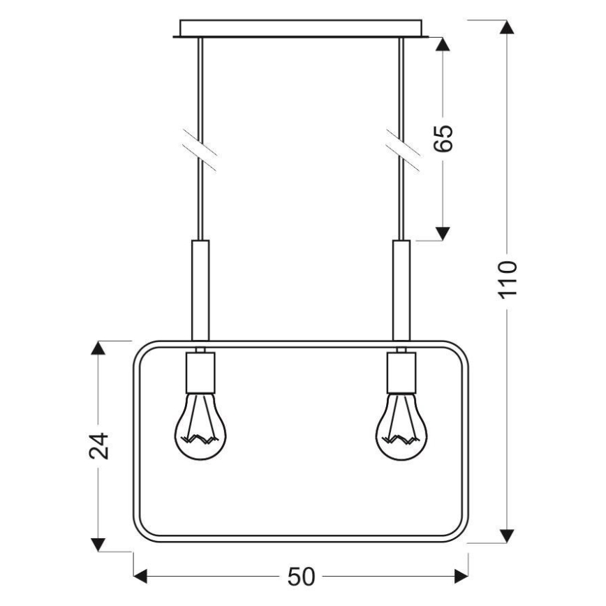 Ljuskrona med snöre Ram 2xE27/60W/230V svart