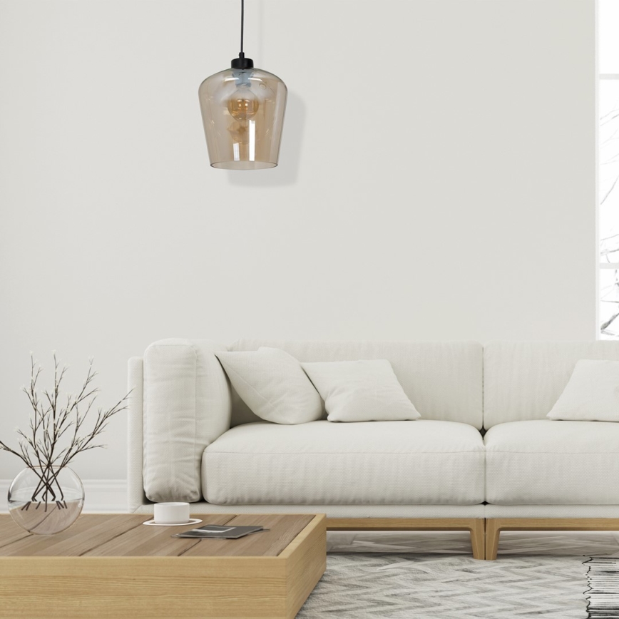 Ljuskrona med snöre SANTIAGO 1xE27/60W/230V brun