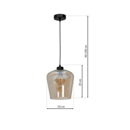 Ljuskrona med snöre SANTIAGO 1xE27/60W/230V brun