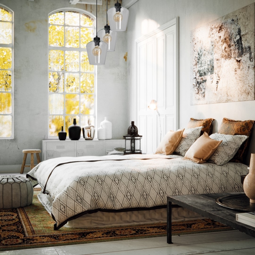 Ljuskrona med snöre SANTIAGO 3xE27/60W/230V klar