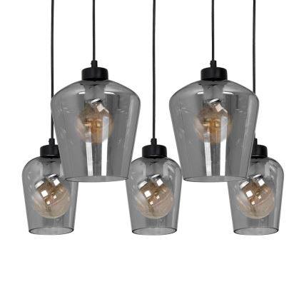 Ljuskrona med snöre SANTIAGO 5xE27/60W/230V svart