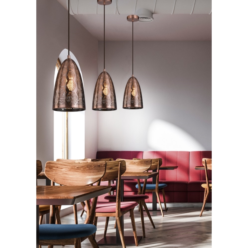 Ljuskrona med snöre SFINKS 1xE27/60W/230V koppar