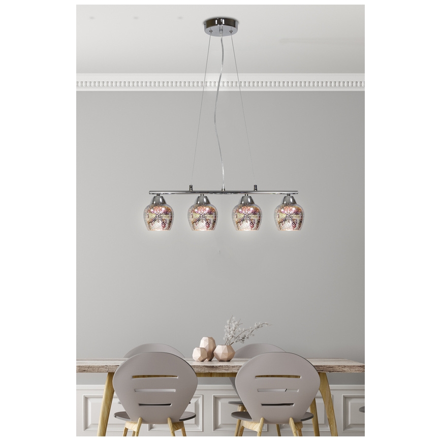 Ljuskrona med snöre SIRIUS 4xE27/60W/230V