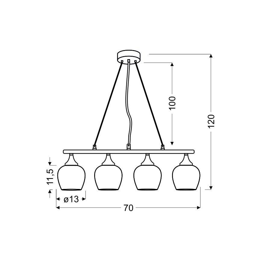 Ljuskrona med snöre SIRIUS 4xE27/60W/230V