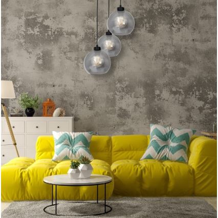 Ljuskrona med snöre SOFIA 3xE27/60W/230V svart