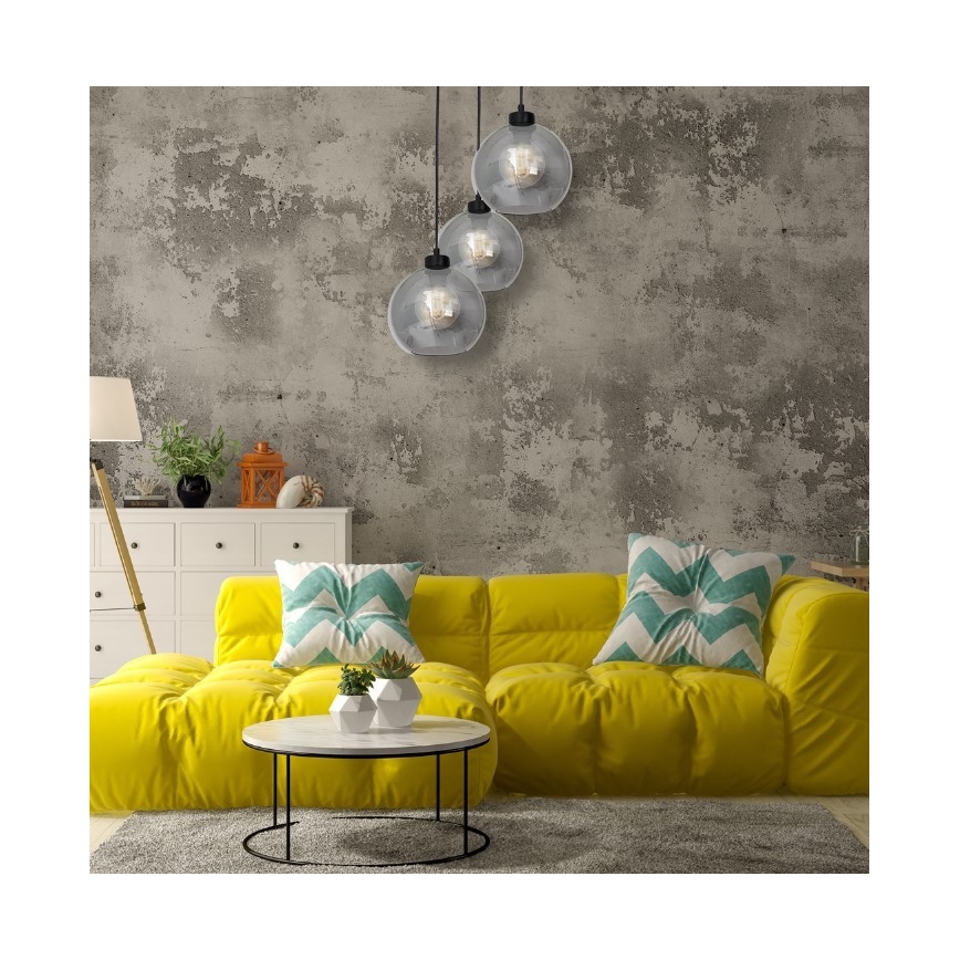 Ljuskrona med snöre SOFIA 3xE27/60W/230V svart