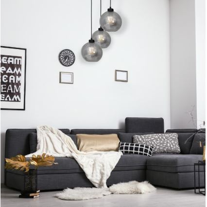 Ljuskrona med snöre SOFIA 3xE27/60W/230V svart