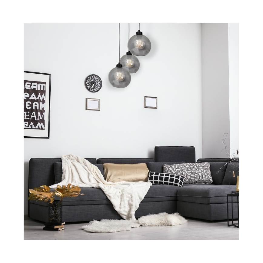 Ljuskrona med snöre SOFIA 3xE27/60W/230V svart