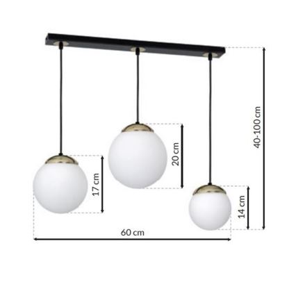 Ljuskrona med snöre SPARTA 3xE14/40W/230V