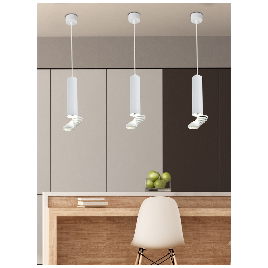 Ljuskrona med snöre TUBEA 1xGU10/50W/230V vit