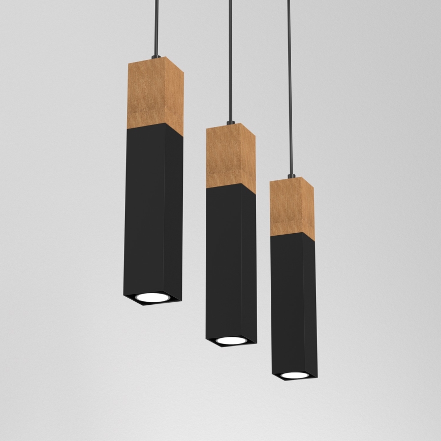 Ljuskrona med snöre TULUM 3xGU10/60W/230V svart