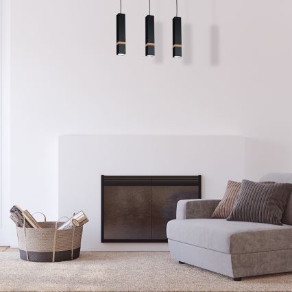 Ljuskrona med snöre VIDAR 3xGU10/25W/230V svart