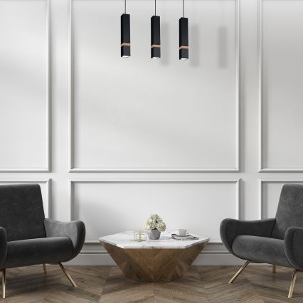 Ljuskrona med snöre VIDAR 3xGU10/25W/230V svart