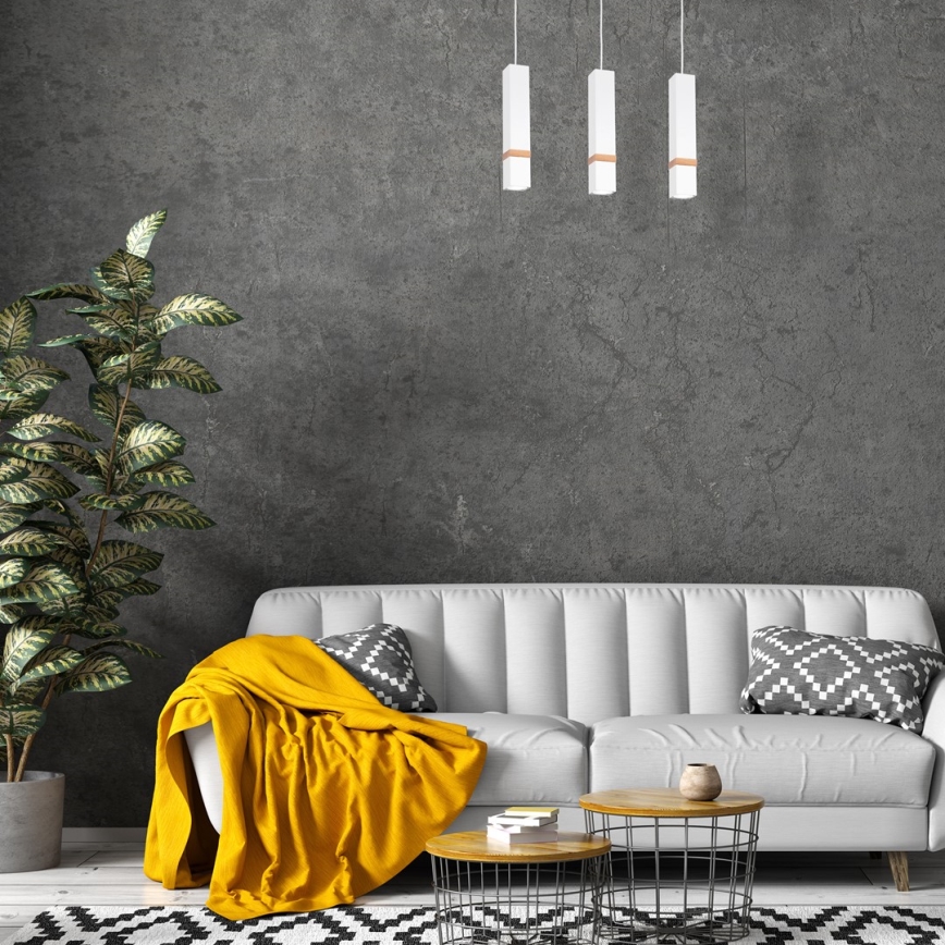 Ljuskrona med snöre VIDAR 3xGU10/25W/230V vit