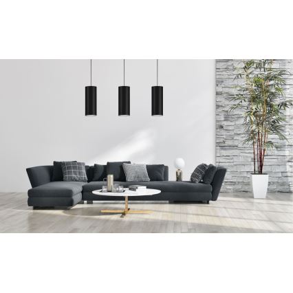 Ljuskrona med snöre ZIK 1xE27/40W/230V d. 10 cm svart