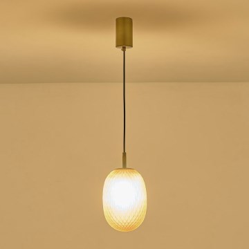Ljuskrona med textilsladd 1xE14/25W/230V vit diameter 15 cm