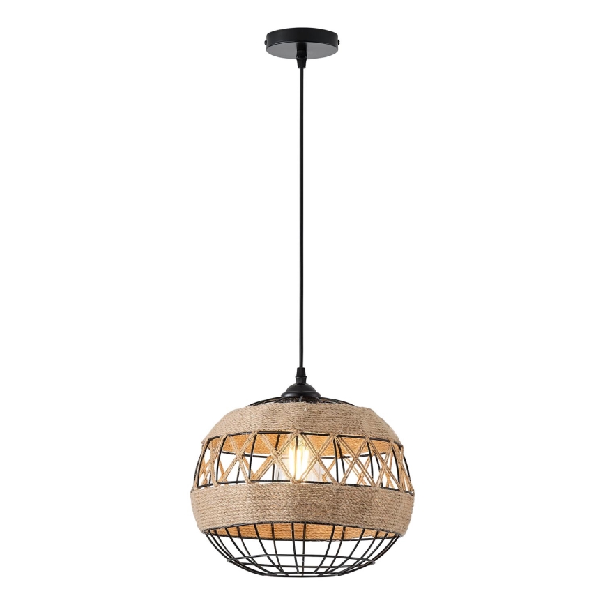Ljuskrona med textilsladd 1xE27/15W/230V beige