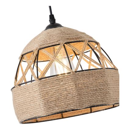 Ljuskrona med textilsladd 1xE27/15W/230V beige