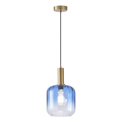 Ljuskrona med textilsladd 1xE27/15W/230V blå/rökig diameter 20 cm