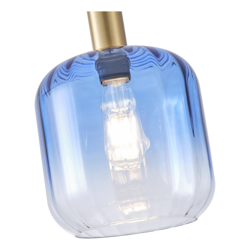 Ljuskrona med textilsladd 1xE27/15W/230V blå/rökig diameter 20 cm