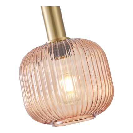 Ljuskrona med textilsladd 1xE27/15W/230V brun diameter 20 cm