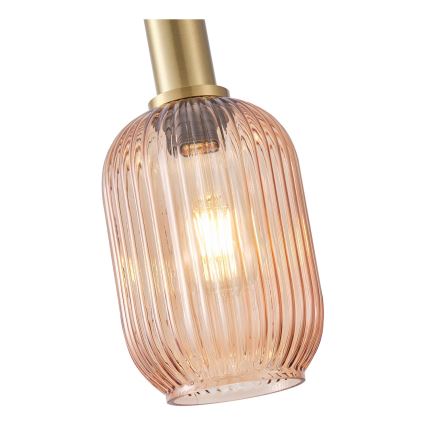 Ljuskrona med textilsladd 1xE27/15W/230V brun pr. 13 cm