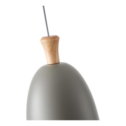 Ljuskrona med textilsladd 1xE27/15W/230V grå diameter 23 cm