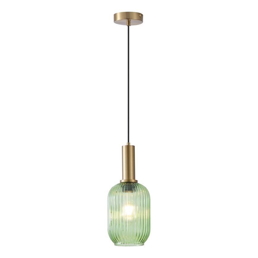 Ljuskrona med textilsladd 1xE27/15W/230V grön 13 cm