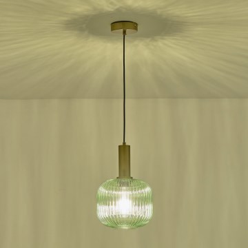 Ljuskrona med textilsladd 1xE27/15W/230V grön pr. 20 cm