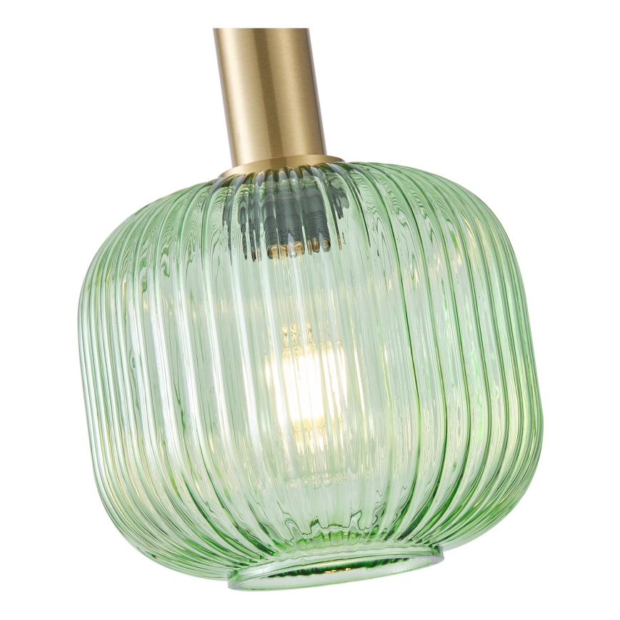 Ljuskrona med textilsladd 1xE27/15W/230V grön pr. 20 cm