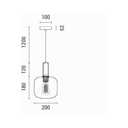 Ljuskrona med textilsladd 1xE27/15W/230V grön pr. 20 cm