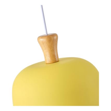 Ljuskrona med textilsladd 1xE27/15W/230V gul pr. 27 cm