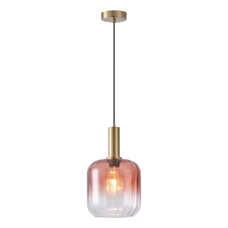 Ljuskrona med textilsladd 1xE27/15W/230V röd/rökig diameter 20 cm