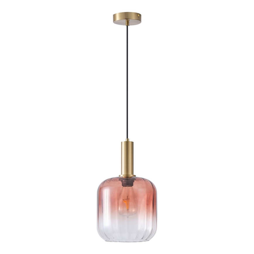 Ljuskrona med textilsladd 1xE27/15W/230V röd/rökig diameter 20 cm