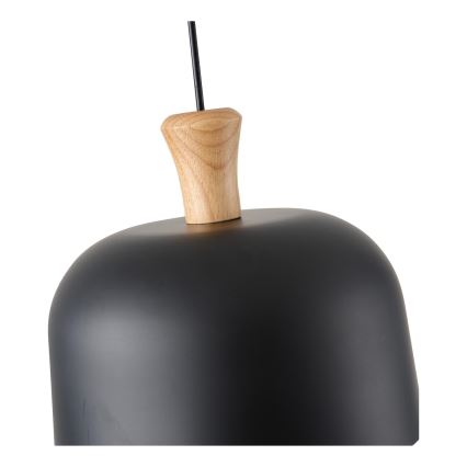 Ljuskrona med textilsladd 1xE27/15W/230V svart diameter 27 cm