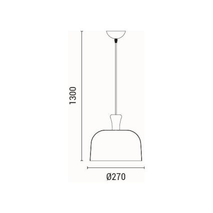 Ljuskrona med textilsladd 1xE27/15W/230V svart diameter 27 cm