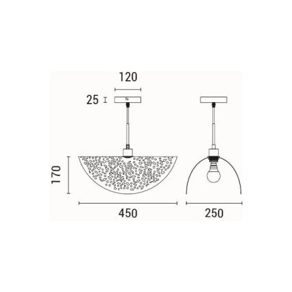 Ljuskrona med textilsladd 1xE27/15W/230V svart