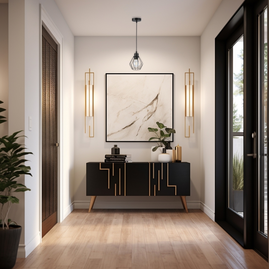 Ljuskrona med textilsladd 1xE27/35W/230V diameter 18 cm svart