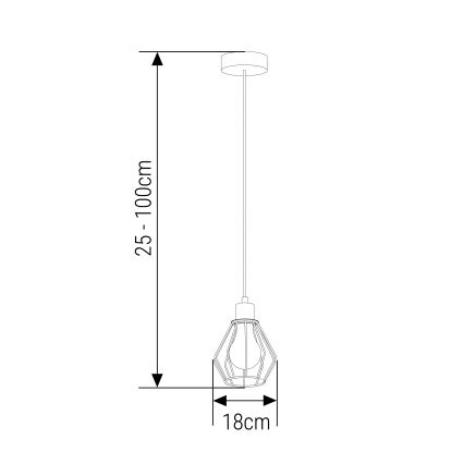 Ljuskrona med textilsladd 1xE27/35W/230V diameter 18 cm svart