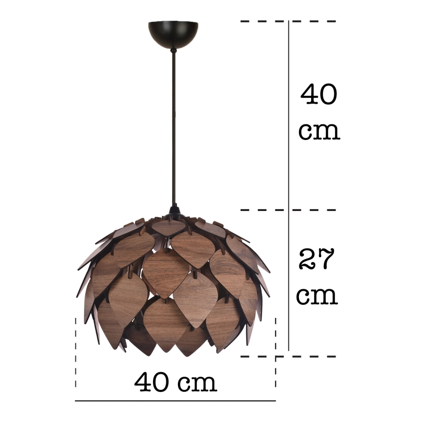 Ljuskrona med textilsladd 1xE27/40W/230V brun