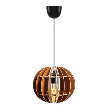 Ljuskrona med textilsladd 1xE27/60W/230V brun diameter 20 cm