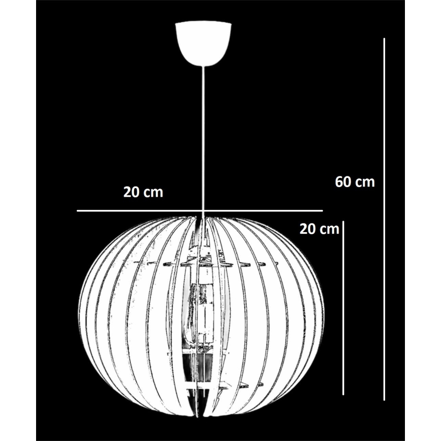 Ljuskrona med textilsladd 1xE27/60W/230V brun diameter 20 cm