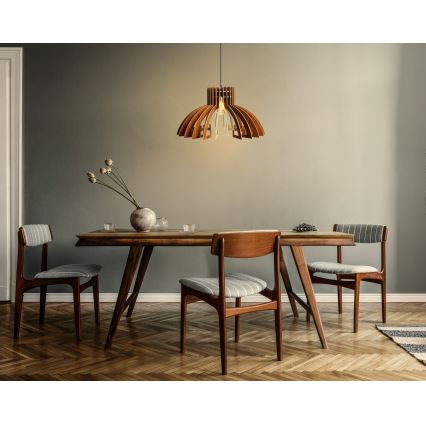 Ljuskrona med textilsladd 1xE27/60W/230V brun diameter 39 cm