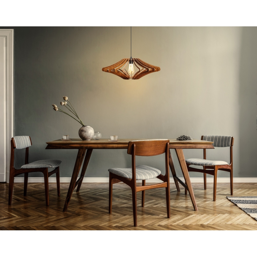 Ljuskrona med textilsladd 1xE27/60W/230V brun diameter 47 cm