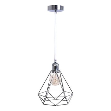 Ljuskrona med textilsladd 1xE27/60W/230V diameter 22 cm skinande krom