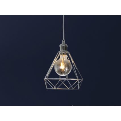 Ljuskrona med textilsladd 1xE27/60W/230V diameter 22 cm skinande krom