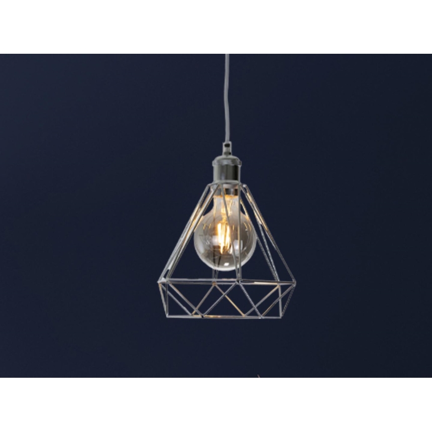 Ljuskrona med textilsladd 1xE27/60W/230V diameter 22 cm skinande krom