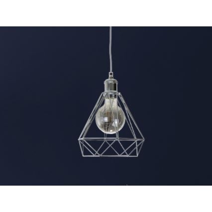 Ljuskrona med textilsladd 1xE27/60W/230V diameter 22 cm skinande krom